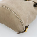 Salvatore Ferragamo Gancini Hand Bag Suede Leather Beige Gold Auth 95348-16
