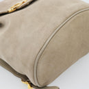 Salvatore Ferragamo Gancini Hand Bag Suede Leather Beige Gold Auth 95348-9
