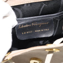 Salvatore Ferragamo Gancini Hand Bag Suede Leather Beige Gold Auth 95348-18