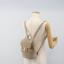 Salvatore Ferragamo Gancini Hand Bag Suede Leather Beige Gold Auth 95348-23