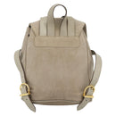 Salvatore Ferragamo Gancini Hand Bag Suede Leather Beige Gold Auth 95348-2