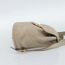 Salvatore Ferragamo Gancini Hand Bag Suede Leather Beige Gold Auth 95348-4