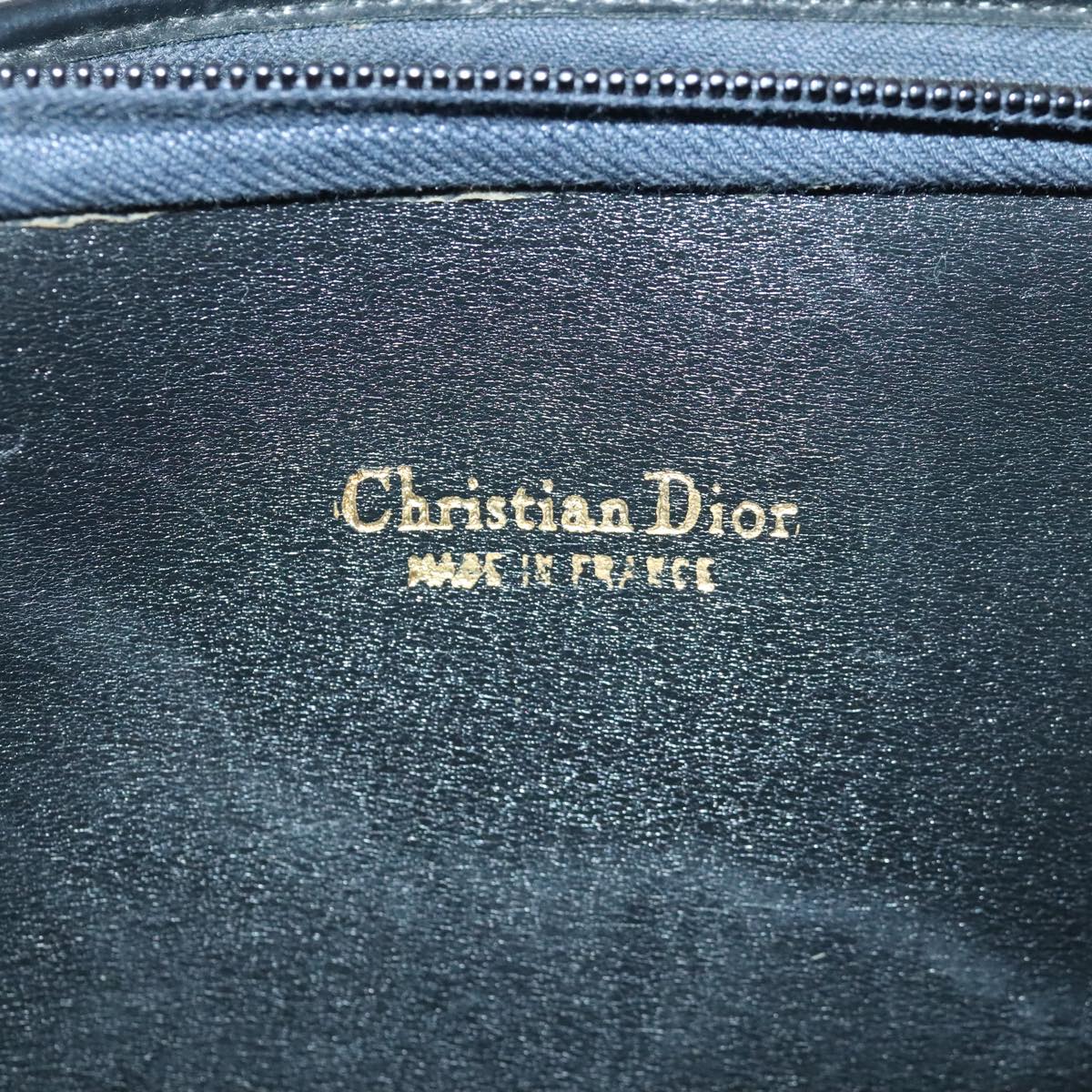 Christian Dior Trotter Canvas Shoulder Bag Beige Black gold Auth 95350