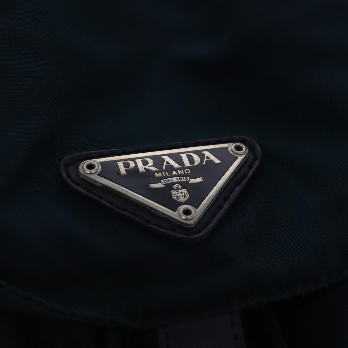 PRADA Backpack Nylon Navy Silver Auth 95355