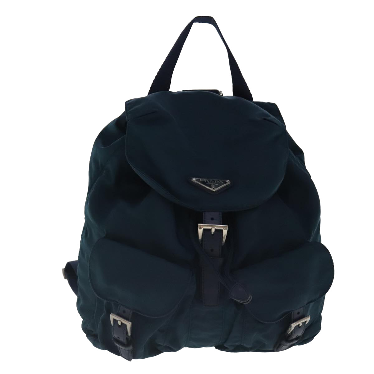 PRADA Backpack Nylon Navy Silver Auth 95355