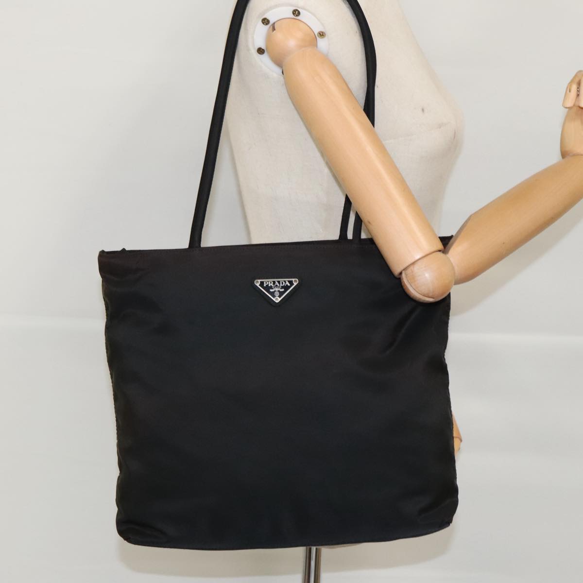 PRADA Tote Bag Nylon Black Auth 95365