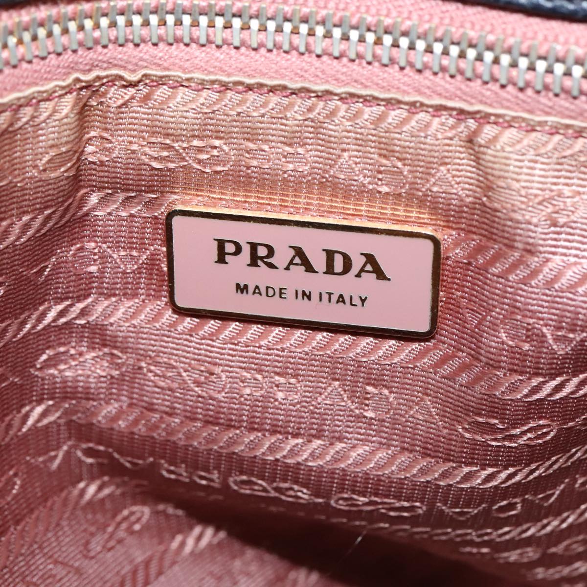 PRADA Hand Bag Nylon Black Gold Auth 95366