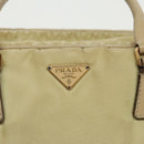 PRADA Hand Bag Nylon Beige Gold Auth 95369-17