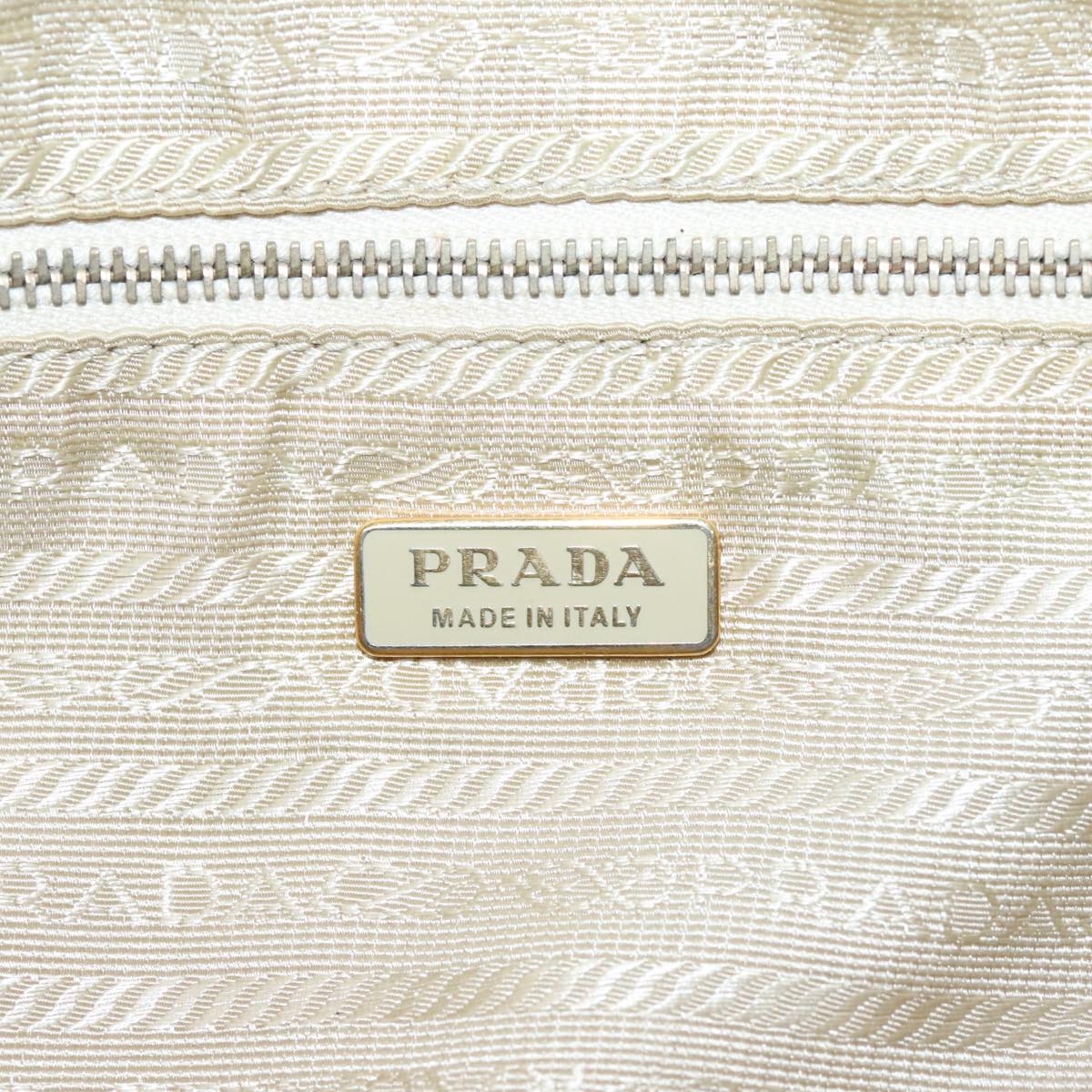 PRADA Hand Bag Nylon Beige Gold Auth 95369