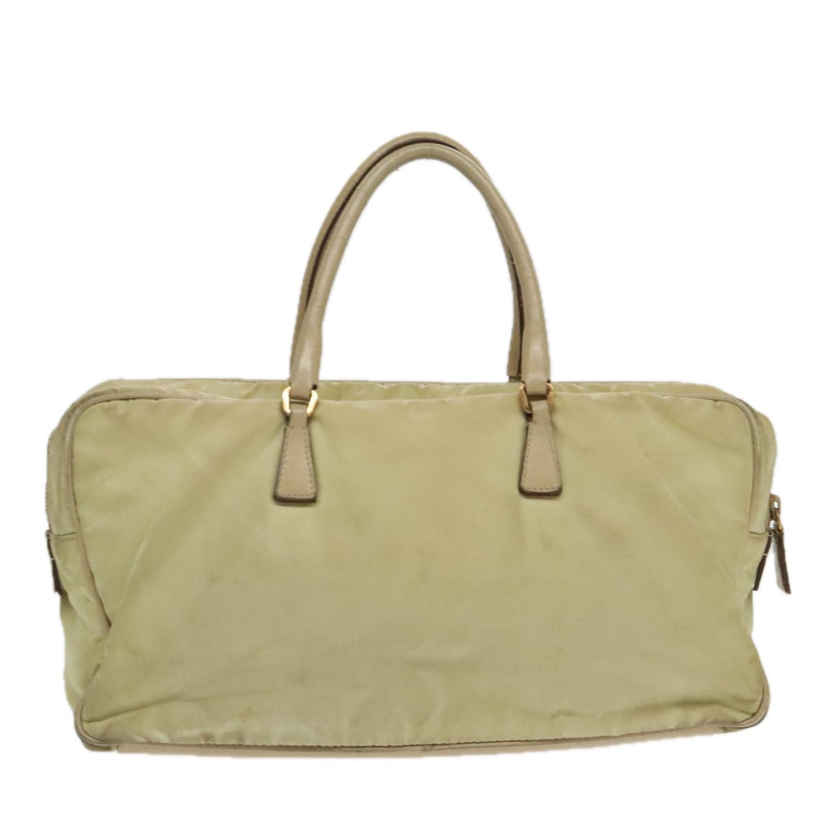 PRADA Hand Bag Nylon Beige Gold Auth 95369 - 0