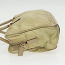 PRADA Hand Bag Nylon Beige Gold Auth 95369-4