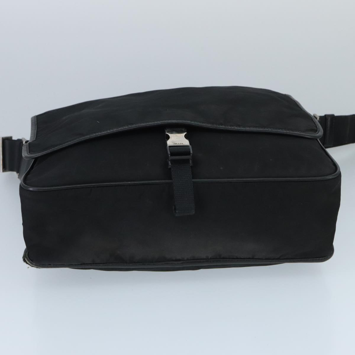 PRADA Shoulder Bag Nylon Black Silver Auth 95370