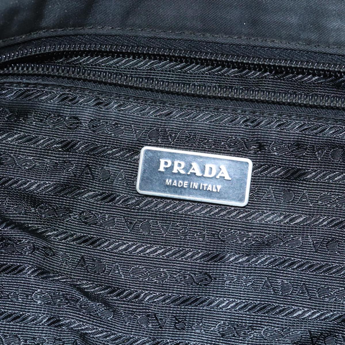 PRADA Shoulder Bag Nylon Black Silver Auth 95370