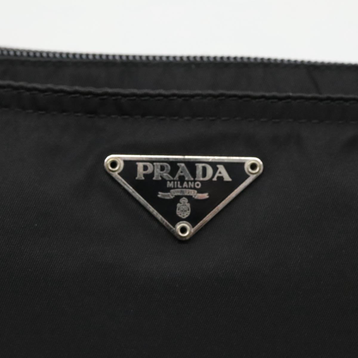 PRADA Shoulder Bag Nylon Black Silver Auth 95371