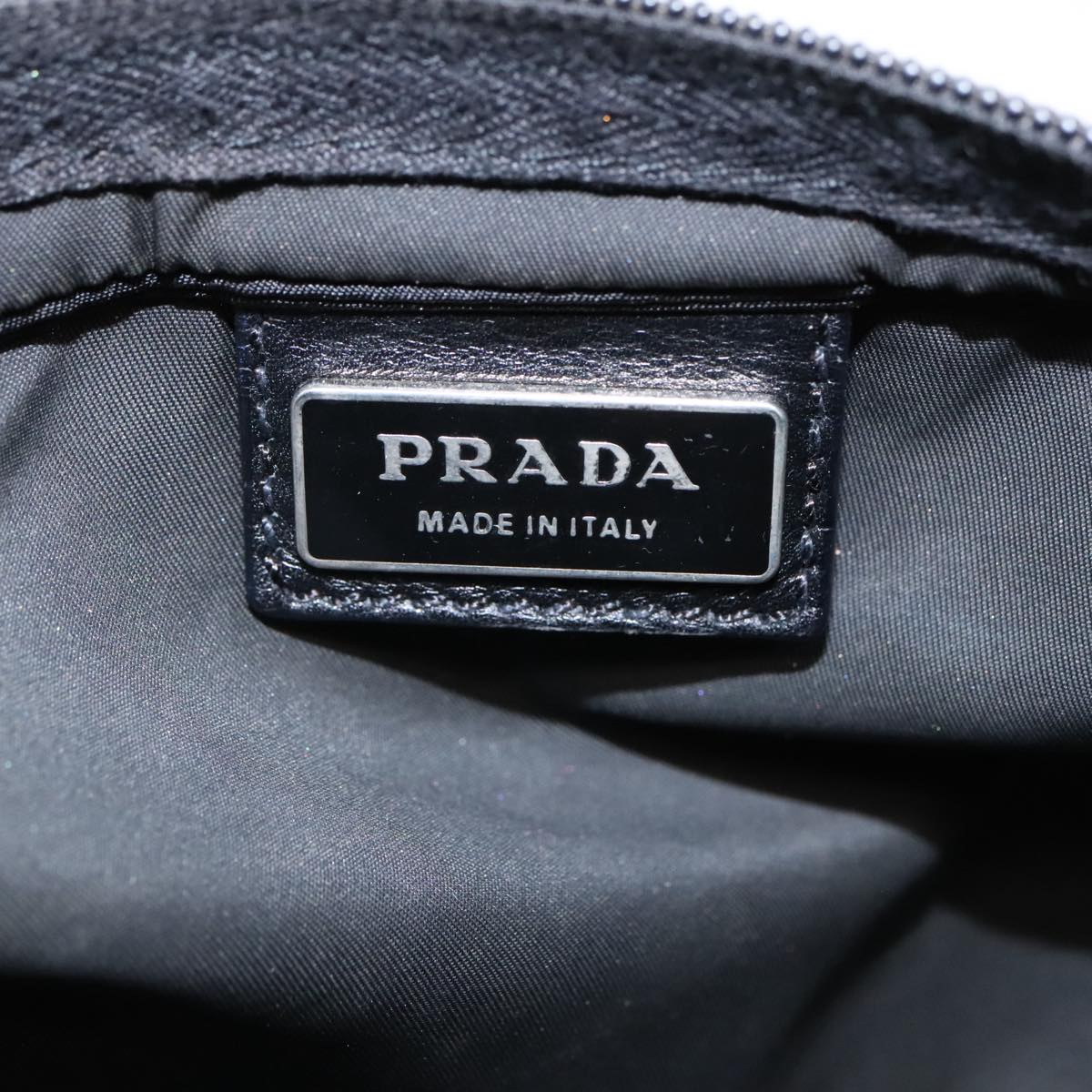 PRADA Shoulder Bag Nylon Black Silver Auth 95371