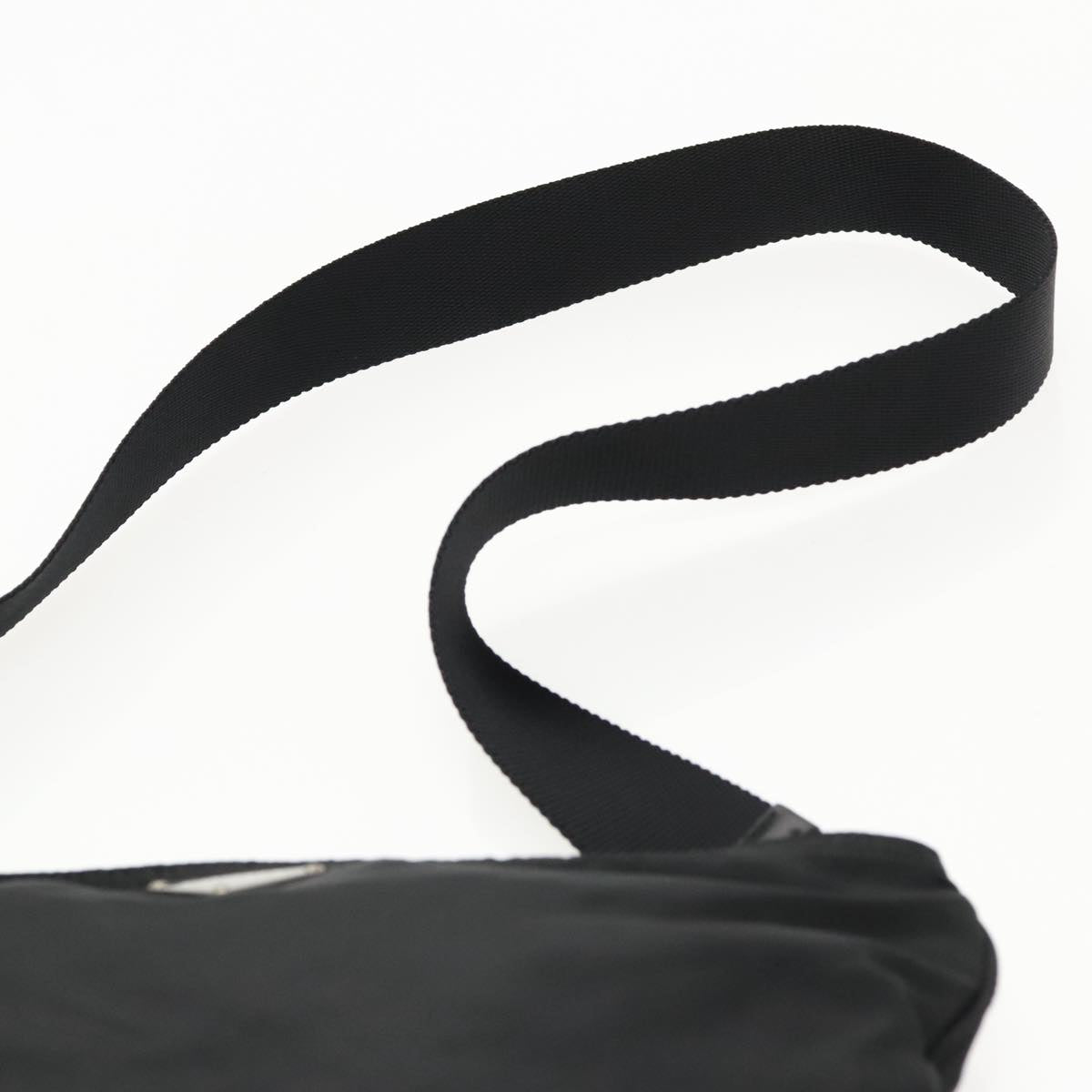 PRADA Shoulder Bag Nylon Black Silver Auth 95371