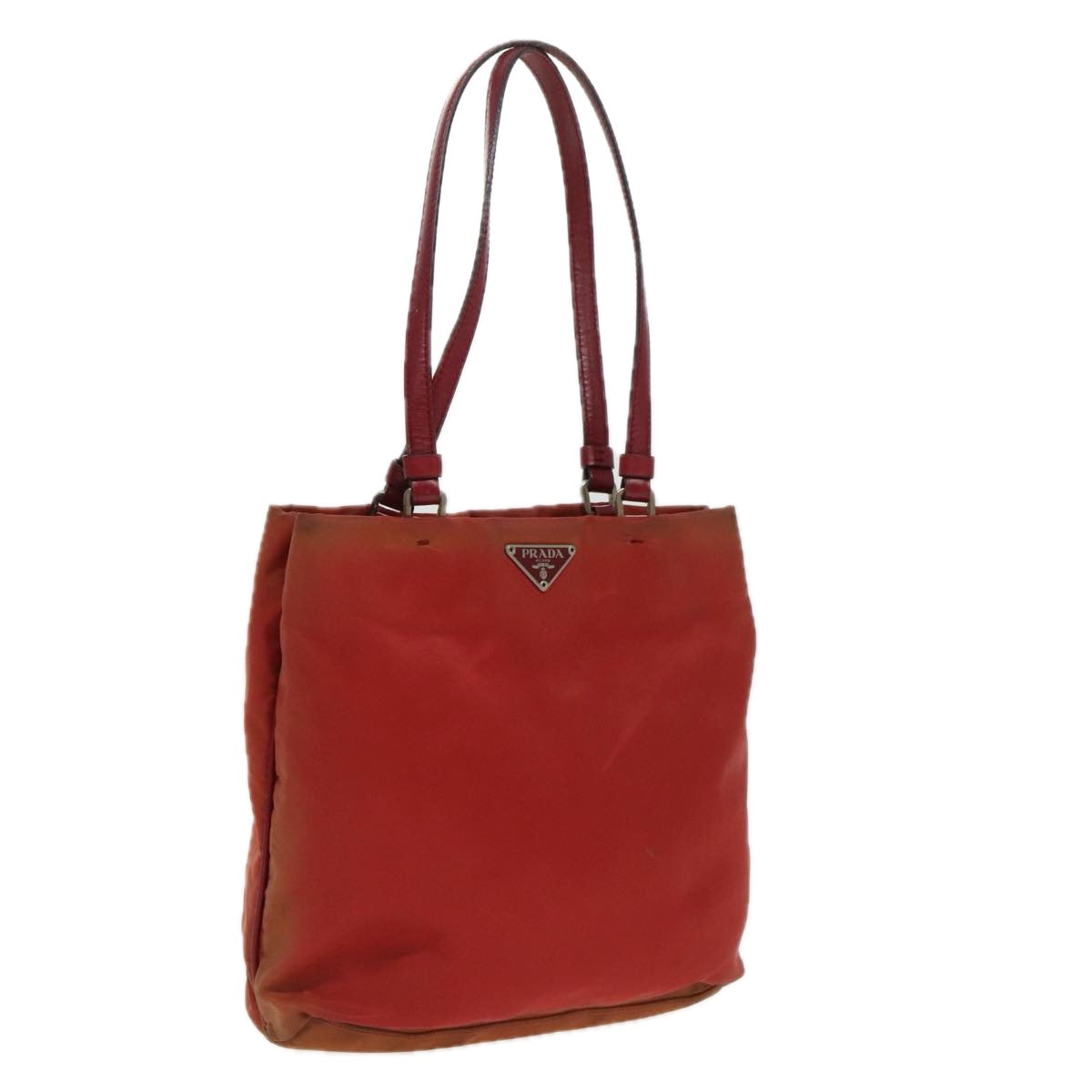 PRADA Hand Bag Nylon Red Silver Auth 95372