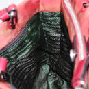 PRADA Hand Bag Nylon Red Silver Auth 95372-19