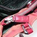 PRADA Hand Bag Nylon Red Silver Auth 95372-23