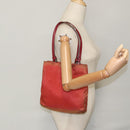 PRADA Hand Bag Nylon Red Silver Auth 95372-25