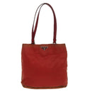 PRADA Hand Bag Nylon Red Silver Auth 95372-13