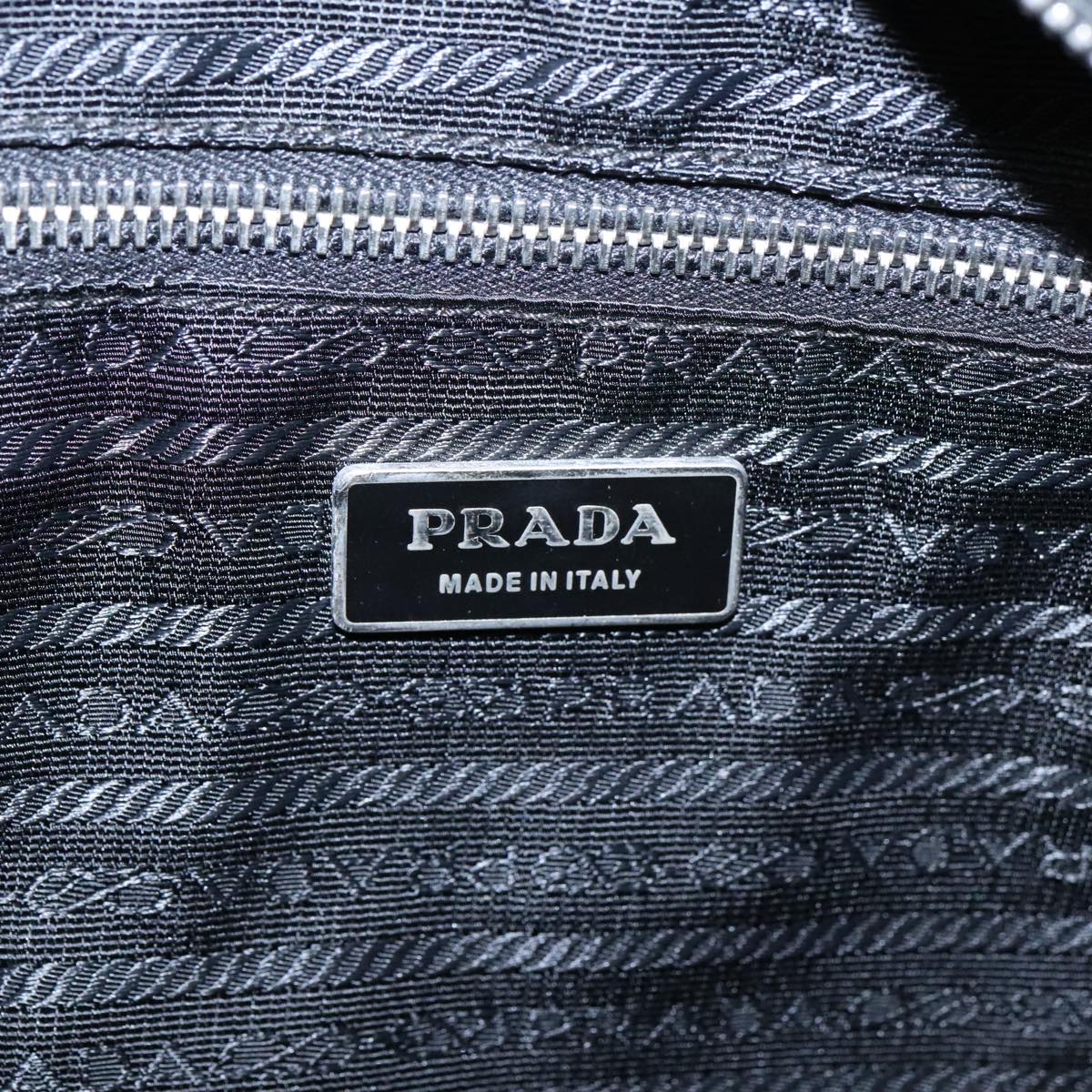 PRADA Tote Bag Nylon Black Silver Auth 95374