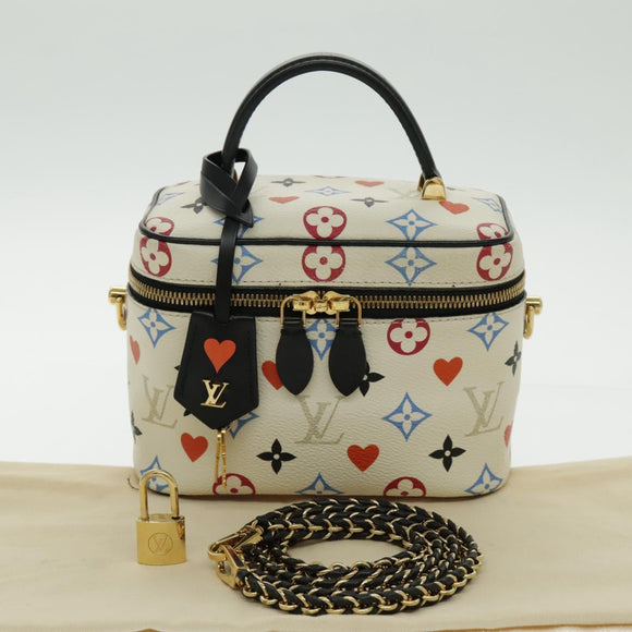LOUIS VUITTON Monogram Game On Vanity PM Handtas Wit M57458 LV Auth 95384SA