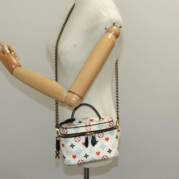 LOUIS VUITTON Monogram Game On Vanity PM Handtas Wit M57458 LV Auth 95384SA
