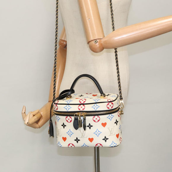 LOUIS VUITTON Monogram Game On Vanity PM Hand Bag White M57458 LV Auth 95387SM