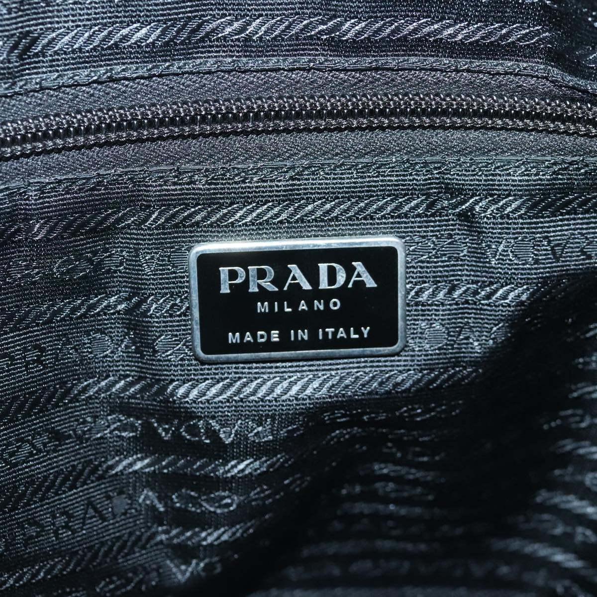 PRADA Sports Hand Bag Canvas nylon Gray Black Silver Auth 95396