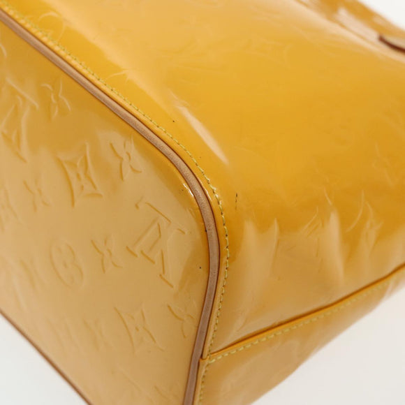 LOUIS VUITTON Monogram Vernis Houston Hand Bag Lime Yellow M91055 LV Auth 95398