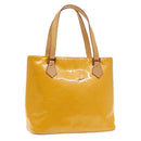 LOUIS VUITTON Monogram Vernis Houston Hand Bag Lime Yellow M91055 LV Auth 95398-1