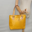 LOUIS VUITTON Monogram Vernis Houston Hand Bag Lime Yellow M91055 LV Auth 95398-23