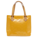 LOUIS VUITTON Monogram Vernis Houston Hand Bag Lime Yellow M91055 LV Auth 95398-13
