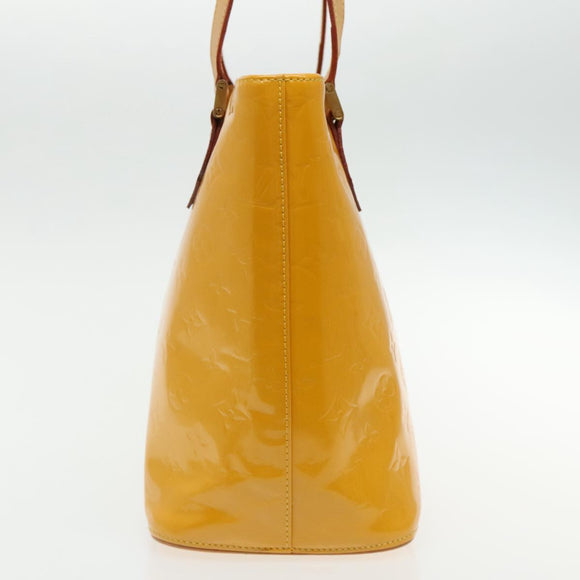 LOUIS VUITTON Monogram Vernis Houston Hand Bag Lime Yellow M91055 LV Auth 95398