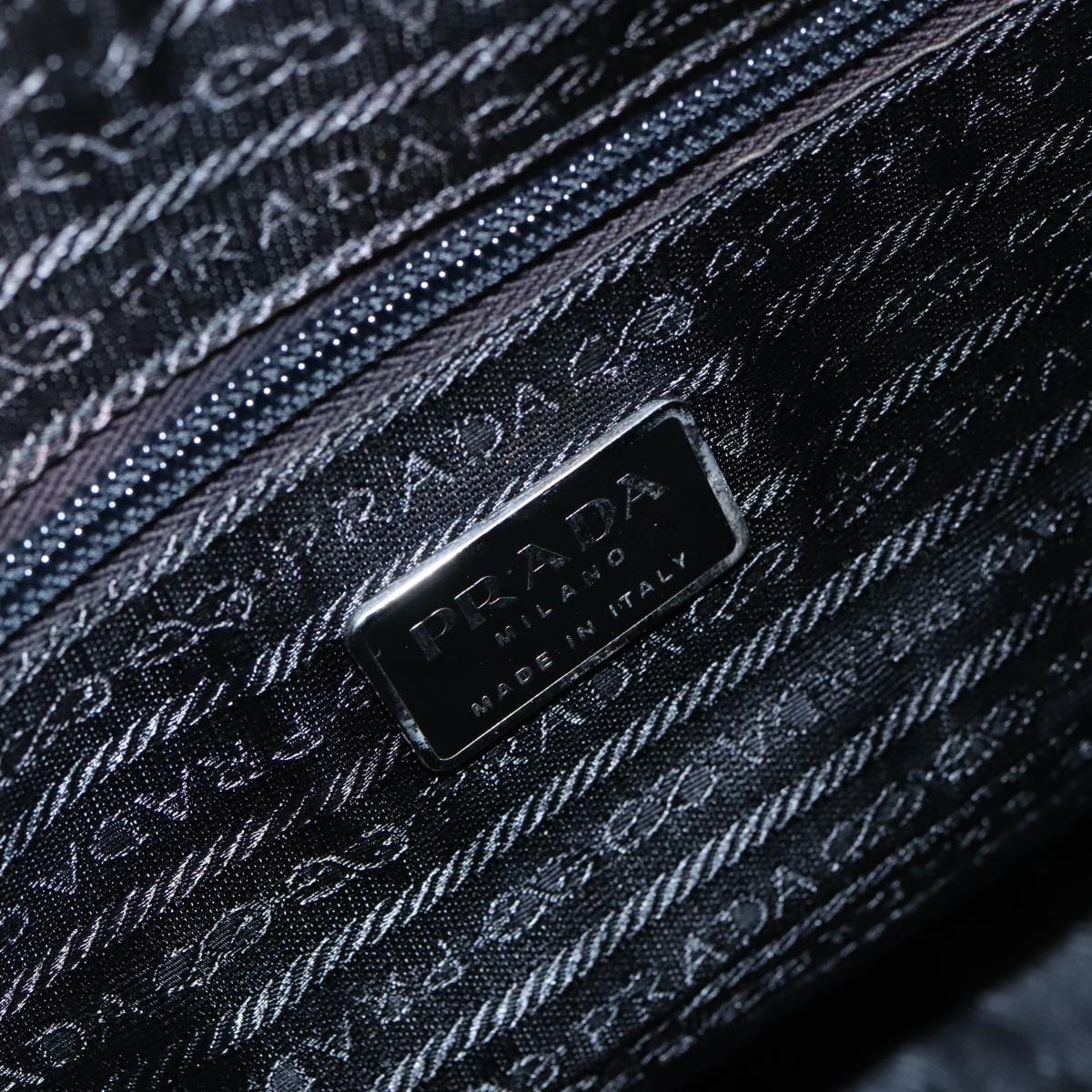 PRADA Shoulder Bag Nylon Black Silver Auth 95408