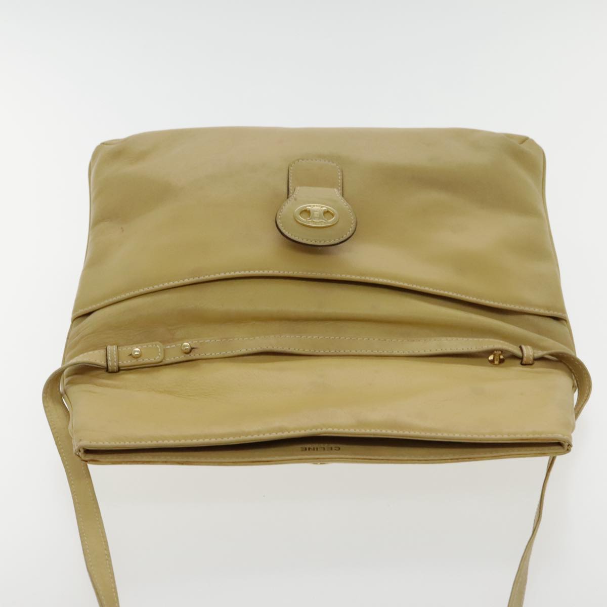 CELINE Shoulder Bag Leather Beige Auth 95426