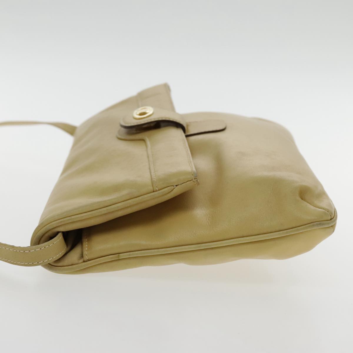 CELINE Shoulder Bag Leather Beige Auth 95426