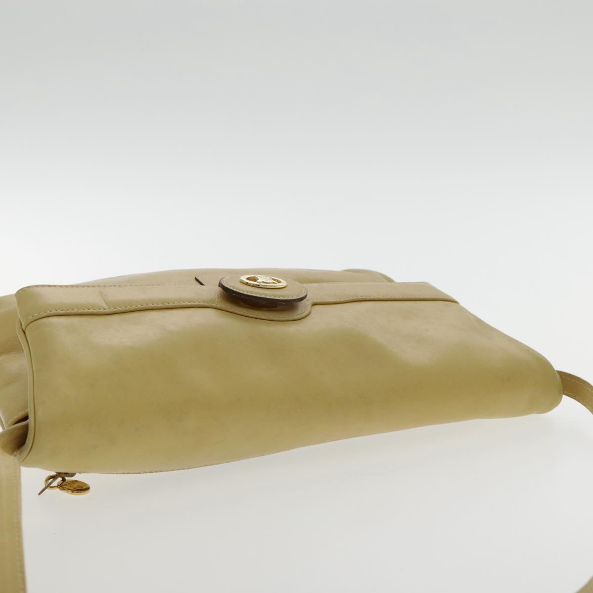 CELINE Shoulder Bag Leather Beige Auth 95426