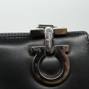 Salvatore Ferragamo Gancini Tote Bag Leather Black Silver Auth 95430-18