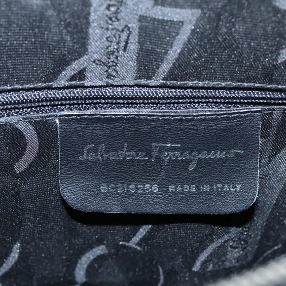 Salvatore Ferragamo Gancini Tote Bag Leather Black Silver Auth 95430
