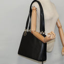 Salvatore Ferragamo Gancini Tote Bag Leather Black Silver Auth 95430-25