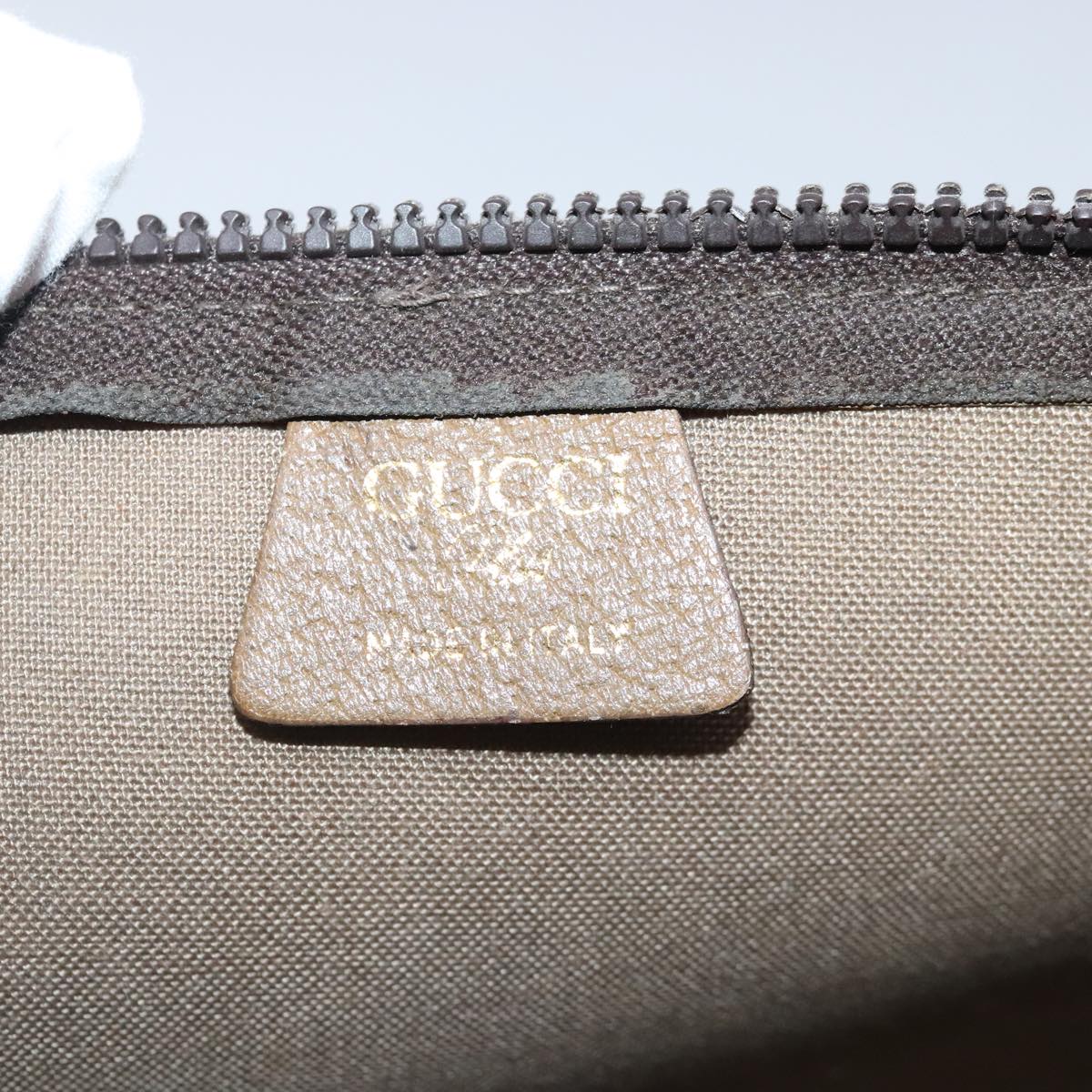 GUCCI GG Plus Supreme Clutch Bag PVC Leather Beige Brown Gold Auth 95454