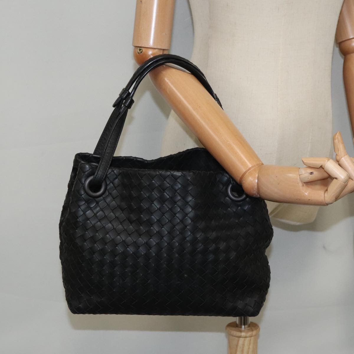 BOTTEGA VENETA INTRECCIATO Small Garda Bag Hand Bag Leather Black Auth 95457