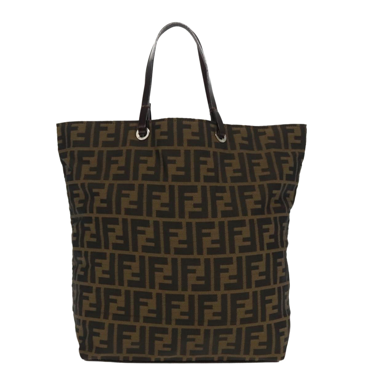 FENDI Zucca Canvas Tote Bag Brown Black Auth 95466 - 0