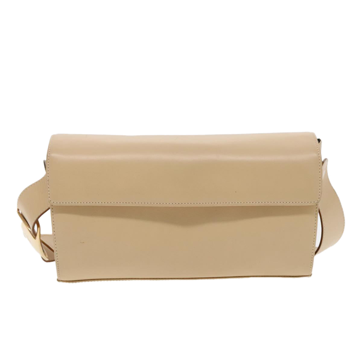 Salvatore Ferragamo Vala Shoulder Bag Leather Beige Gold Auth 95472