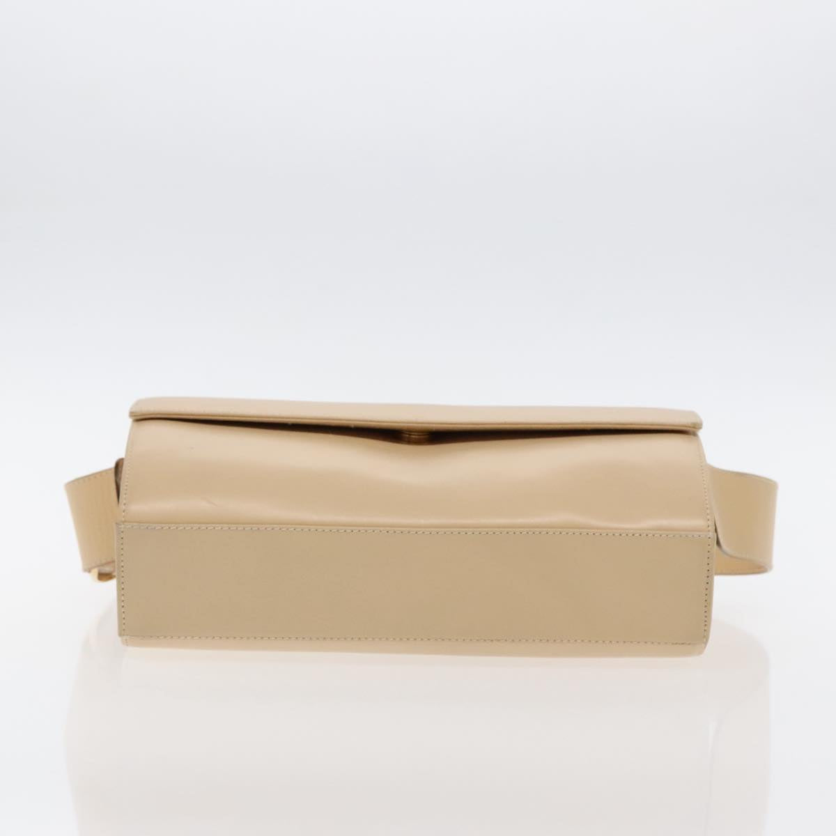 Salvatore Ferragamo Vala Shoulder Bag Leather Beige Gold Auth 95472