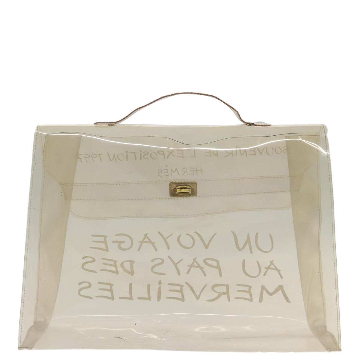 HERMES Vinyl Kelly Hand Bag Vinyl Clear Auth 95483 - 0