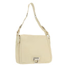 Salvatore Ferragamo Gancini Shoulder Bag Leather Beige Silver Auth 95485-1