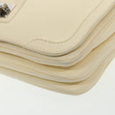 Salvatore Ferragamo Gancini Shoulder Bag Leather Beige Silver Auth 95485-15